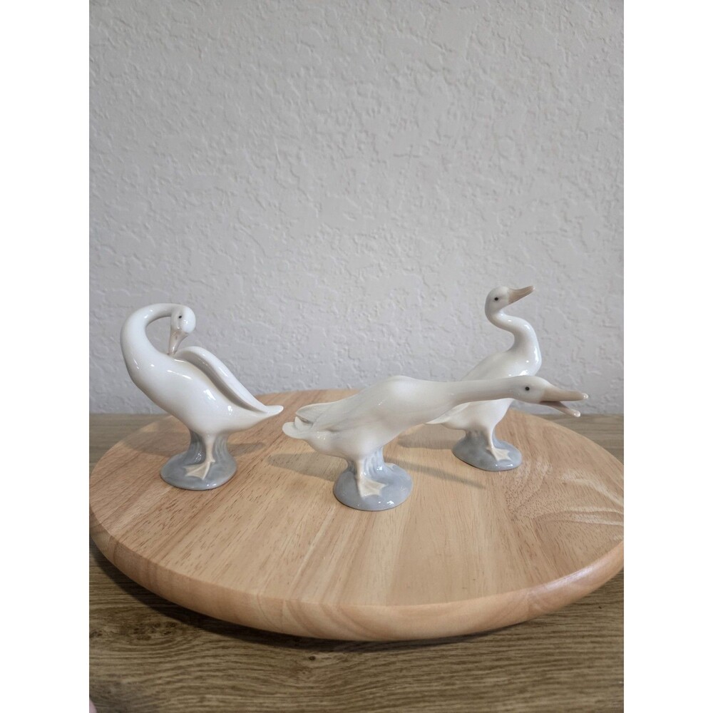 Vintage Lladro Porcelain Geese Lot of 3 Figurines 4551 4552 4553 Retired Spain